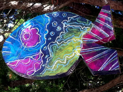 Flyingfishoriginal acrylic flying fish pastel wood
