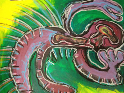 Monster Colors abstract acrylic fine art mixed media pastel