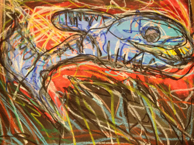 Absract Fish abstract acrylic fine art mixed media pastel