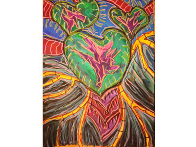 I Love Caladiums abstract acrylic fine art mixed media pastel