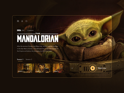 TV Show Mandalorian app cinema darkmode design interface mandalorian movie netflix online show smart smart tv star wars tv tv show ui ux video web yoda