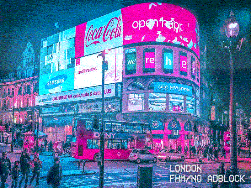 Adblock City - London adblock ads after effect block city life london photoshop piccadilly circus vaporware vhs vintage