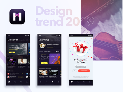 Classical Music UI 2019 2019 trend behance classical classical music dribbble learning learning app logo milan minimal mobile music subscription trend ui ux ui art user interface ux violin