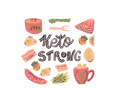 Keto Strong design flat illustration illustrator keto lettering minimal typography ui ux vector web