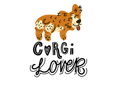 Corgi Fun corgi corgis design dog lover flat illustration lettering minimal typography vector