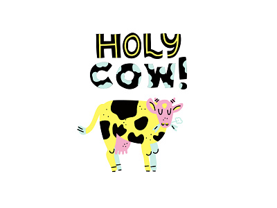 Holy Cow animal cow flat illustration lettering minimal typography ui ux vector