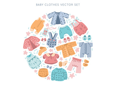 Baby Clothes Circle Concept baby clothes clothes shop design flat illustration kid logo minimal vector
