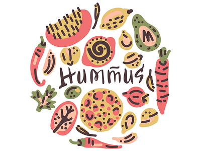 Hummus design flat food hand lettering hummus illustration lettering minimal vector