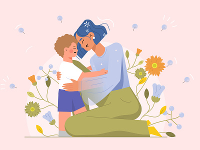 Mother's Day 2d animation art character colors design flowers illustration kid mothers day plants vector woman