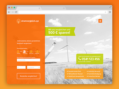 Stromvergleich Website compare design energy homepage interface strom ui ux web website