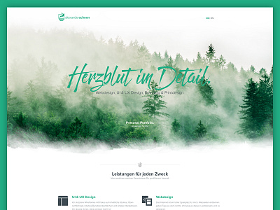 Final Version of my Portfolio about design green homepage personal portfolio webseite website