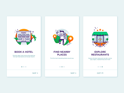 Travel app onboarding screens android app flat ios line art onboarding screens simple travel ui ux