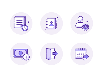 Dashboard Icon Set activity balance dashboard export icon icons illustration line logout schedule upload violet