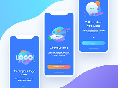 Onboarding screens android app design illustration ios iphone x launch onboarding screens ui user interface ux