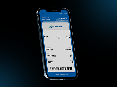 Air Tanzania boarding pass app concept