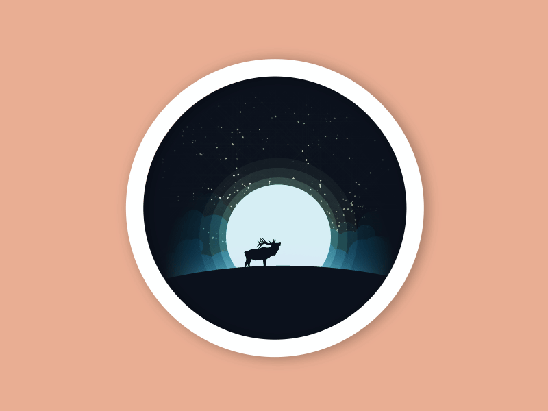 Deer in full moon night animation deer moon night siluet star