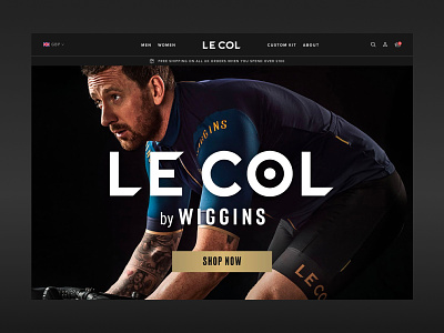 Le Col Navigation cycle cyclewear design e commerce homepage lecol minimal shopify sport wiggins
