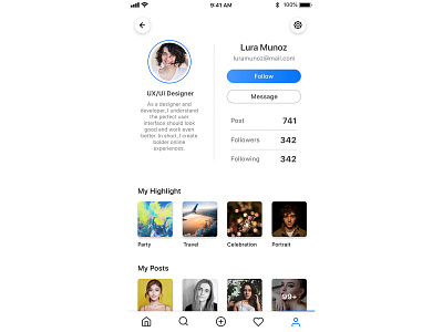 User Profile adobe xd app design mobile ui