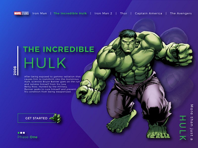 The Incredible Hulk | Phase One - Marvel Studios branding character concept design graphic design illustration landing page marvel phaseone studios theincrediblehulk typography ui uiux uiuxdesign ux vector web web design website