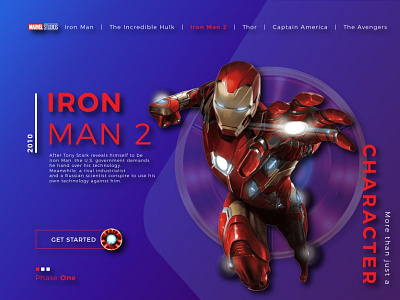 Iron Man 2 | Phase One - Marvel Studios branding character concept design graphic design illustration ironman2 landing page marvel phaseone studios typography ui uiux uiuxdesign ux vector web web design website