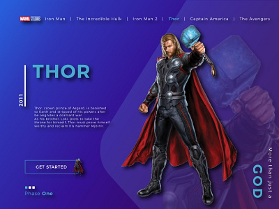 Thor | Phase One - Marvel Studios branding character concept design graphic design illustration landing page marvel phaseone studios thor typography ui uiux uiuxdesign ux vector web web design website