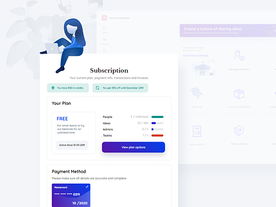 Subscription and Billing Settings Page for a SaaS Platform