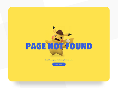 404 404 404 error 404 page 404page challenge daily daily ui daily ui challenge design desktop minimalist page not found pikachu pokemon ui ui design web web design website yellow