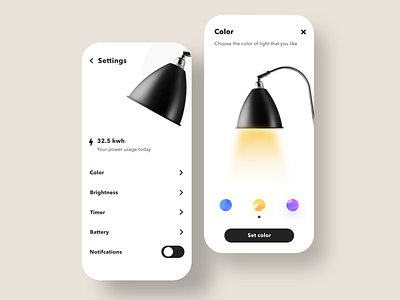 Settings app appweb colors daily daily ui design designs flat lamp lamps lights minimal minimalism minimalist minimalistic ui ui design ux