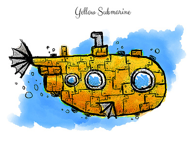 Yellow Submarine beatles concept draft drawing illustration ipad music sketch