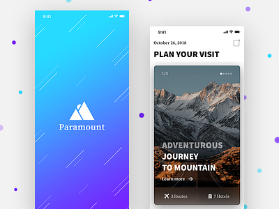 Paramount - Travel App - 01 application application ui booking designer flight hotels interface ios logo planning travel ui ux