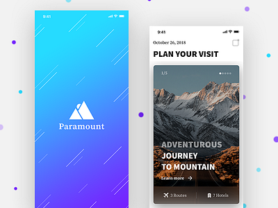 Paramount - Travel App - 01 application application ui booking designer flight hotels interface ios logo planning travel ui ux