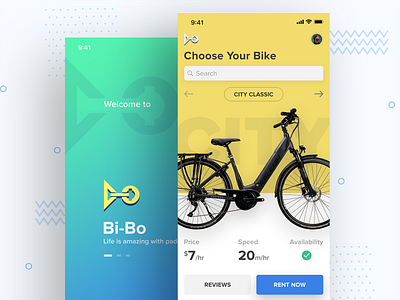 Bi-bo bicycle renting app application bike booking business design hire interface ios red rent ui ux