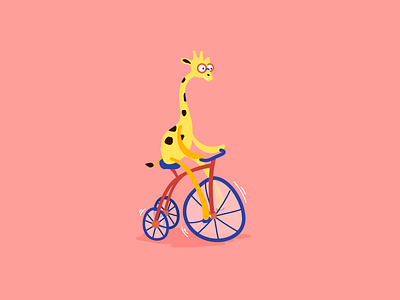 Nerd Giraffe on a Tricycle animal bicycle bike girafa giraffe nerd tricycle yellow