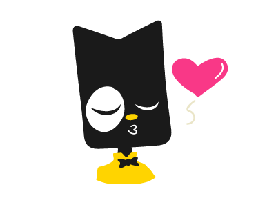 Beijinho black cat character heart kiss kitten love meow puppy stickers xoxo yellow