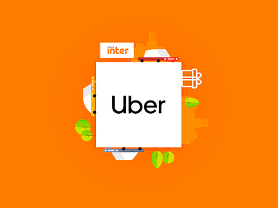Uber + Banco Inter banco inter car cars city giftcard transport tree uber