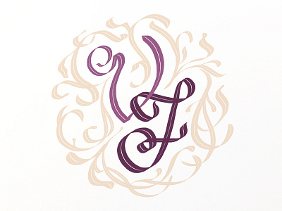 VF brand brush lettering nest ornament symbol type typography wedding