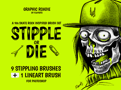 Stipple or Die add ons creative market digital illustration photoshop photoshop art photoshop brush pointillism skull skull art skulls stippling