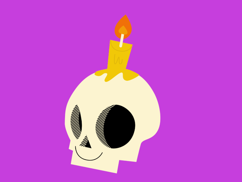 Skull Candles animated candle halloween inktober melting skull wax
