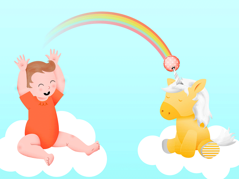 Lunicorn Process baby ball clouds floating play rainbow unicorn