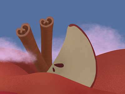 hearl's apple cinnamon desert art branding design illustration vector