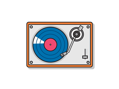Vinyl record player animation flat gif music player record retro vinyl