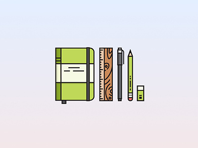 Drawing tools draw eraser flat icon icon design illustration moleskine pencil ruler tools