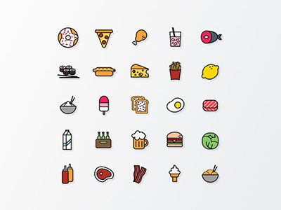 25 food icons design drink fast food flat food icon graphic icon icon design icons illustration web