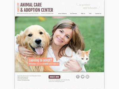 IC Animal Care & Adoption Center Website Concept user interface design web design