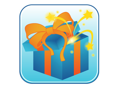 Gift icon blue gift icon present sparks stars ui