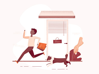Make Shopping Easy and Fast! dog ecommerce shopping graphic design illustration person running shop store