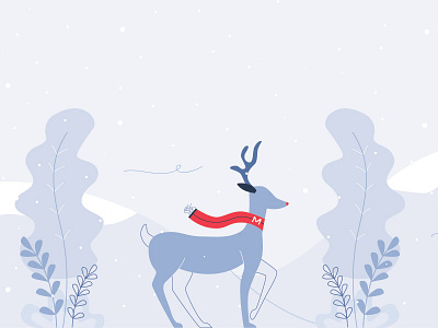 Happy Holidays christmas deer holidays illustration plants scarf snow winter