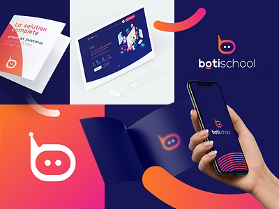 boti school - logo Design agency branding ai application brand brand identity branding colorful icon illustraion logo logo design mobile app palette robot typography ui design visual identity web design