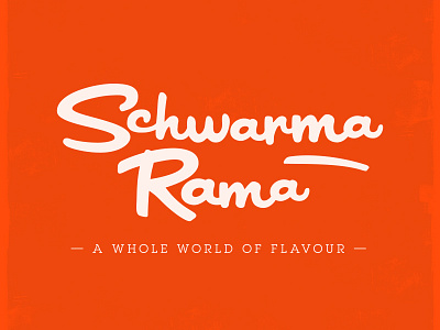 SchwarmaRama drawn food hand logo orange script type wordmark writing