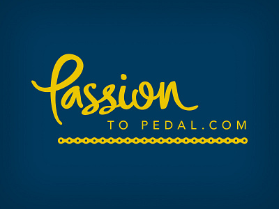 Passion to Pedal bicycle bike blue chain cycle font handwriting logo passion pedal script yellow